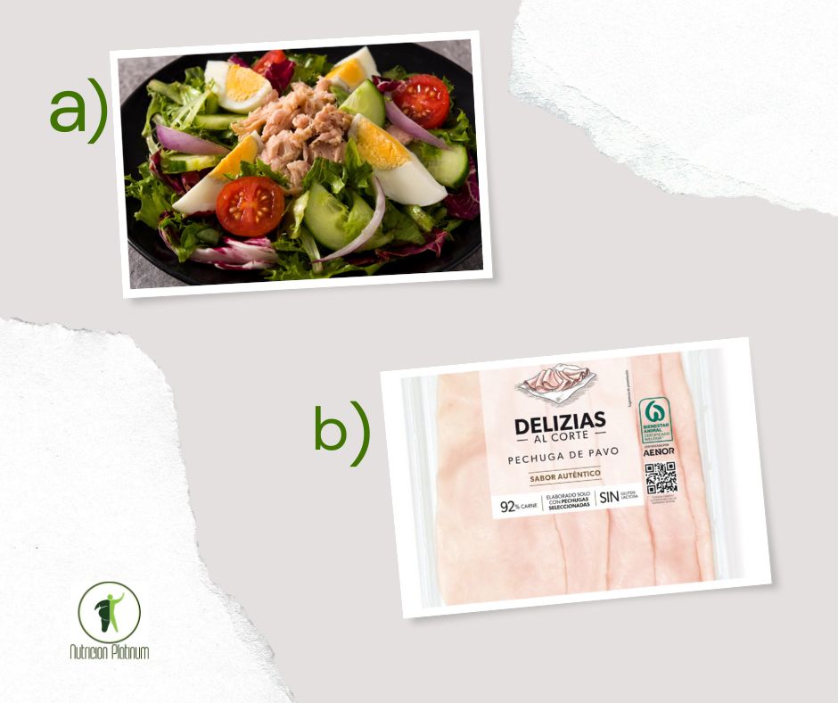 Ensalada mixta con pechuga de pavo.